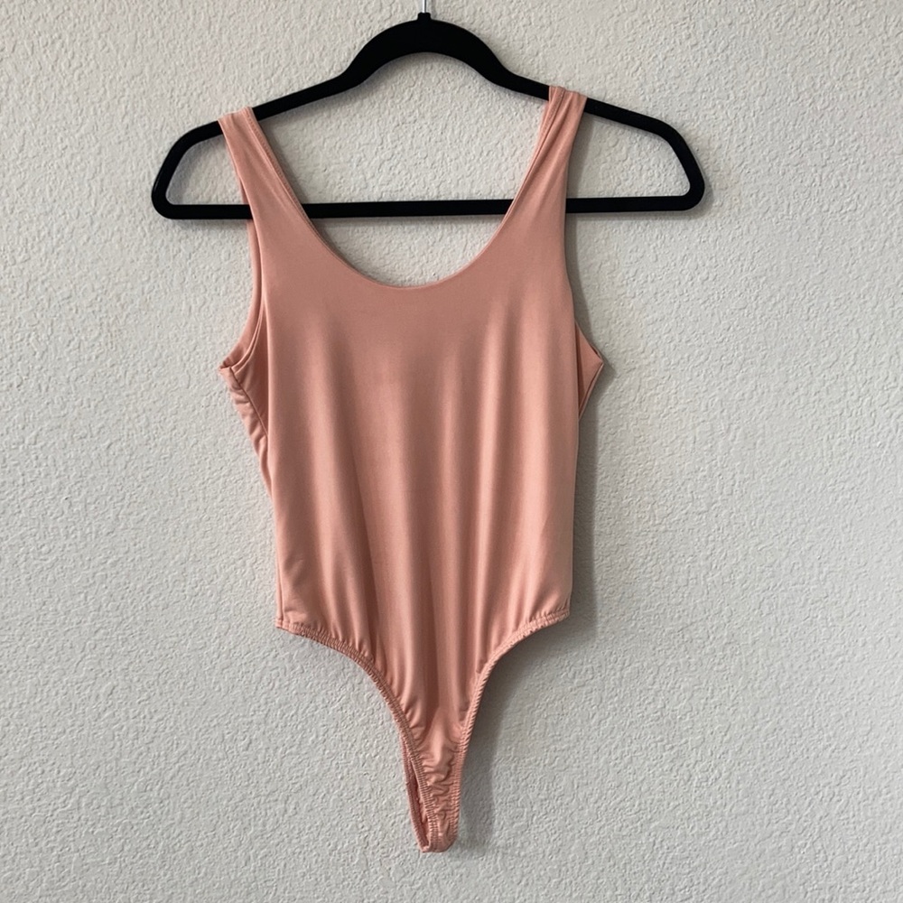Dotted - Beige Tight Thong Bodysuit- Size Medium